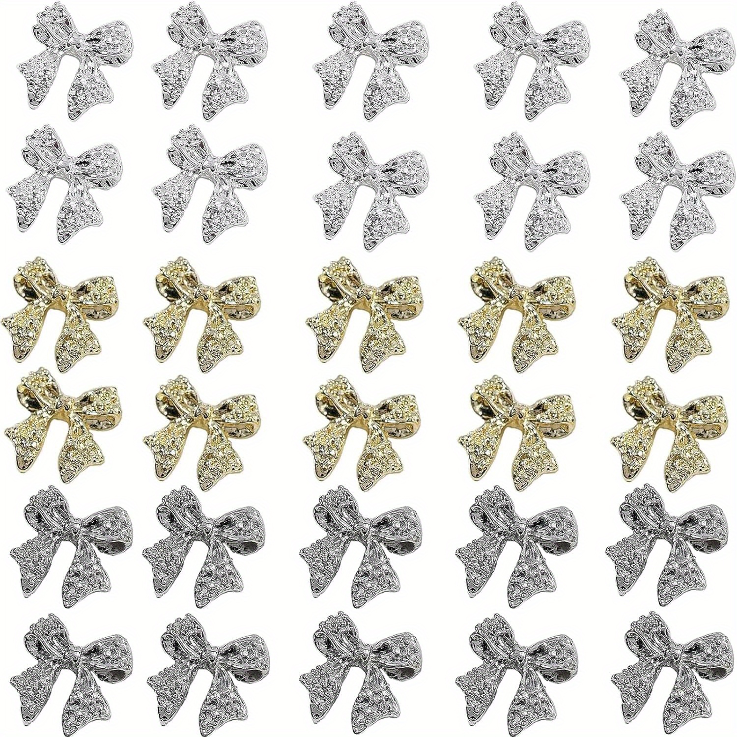 

90pcs 3d Metal Bow Nail Charms For Acrylic Nails Alloy Nail Bows Gray Bow Knot Nail Art Charms Cute Bow Charms Kawaii Bow Tie Nail Accessories Nail Jewels For Women Girls Manicure