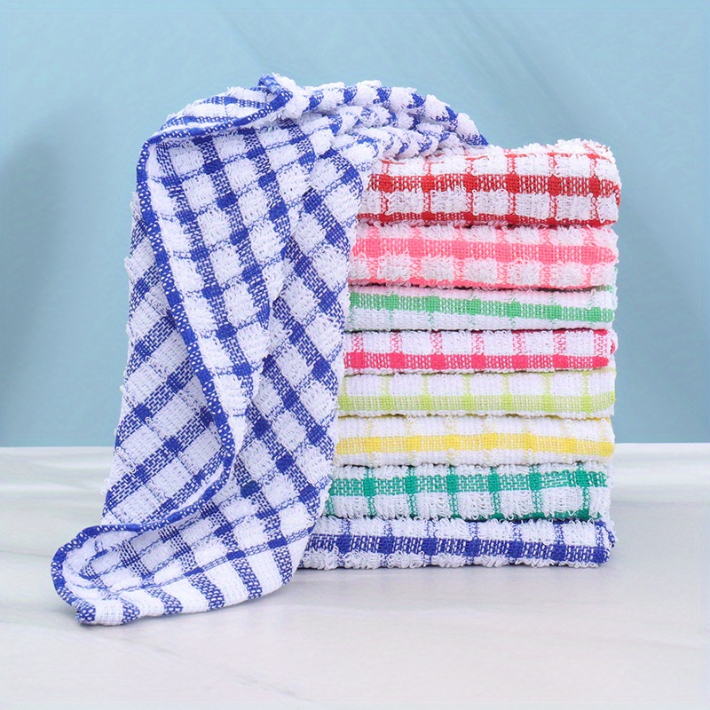 

6/12 Dish Towel, Random Color Cotton Plaid Dish Towel, Towel Hand Towel, Absorbent Wipes, Kitchen Cleaning Cloth, Cleaning Tools, Reusable Dish Towel, Tea Towel