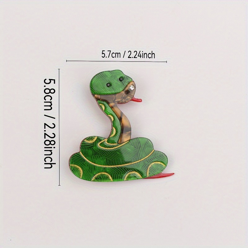 elegant cute snake brooch pin with rhinestones and pearls unique acrylic animal design for clothing accessories details 4