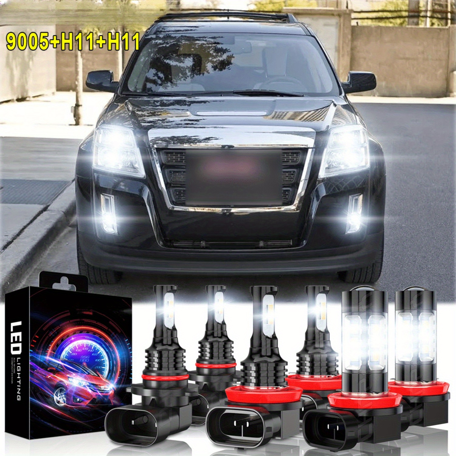 

Gmc 2011-2015 6000k Led Headlight Hi/ Lo + Fog Bulbs