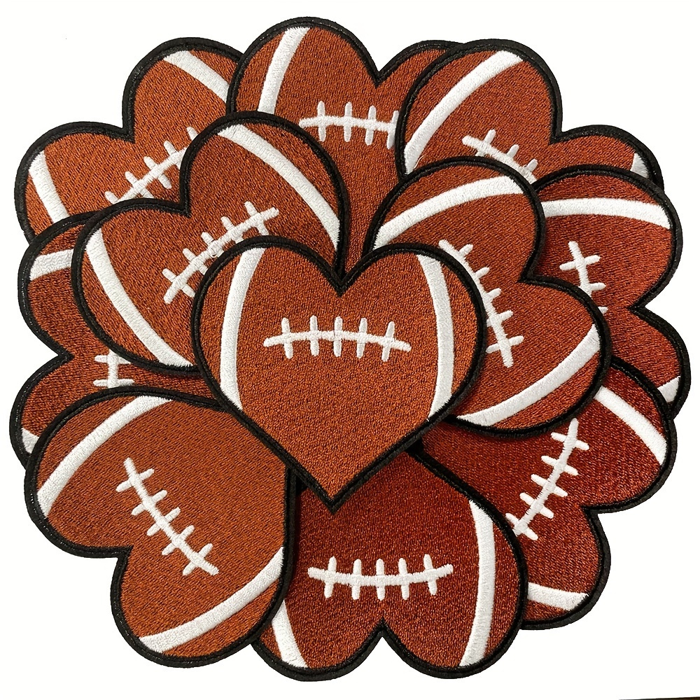 

10-pack Flower-shaped Football Embroidered Patches, Iron-on Polyester Appliques For Diy Purse Making, Decorative Accessories For Backpacks, Clothing, Jackets - Craft Sewing Supplies