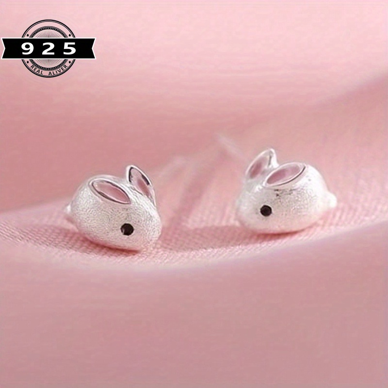 

S925 Sterling Silver Simple Bunny Earrings For Women Cute Female Earrings Fresh And Cute Earrings Sweet