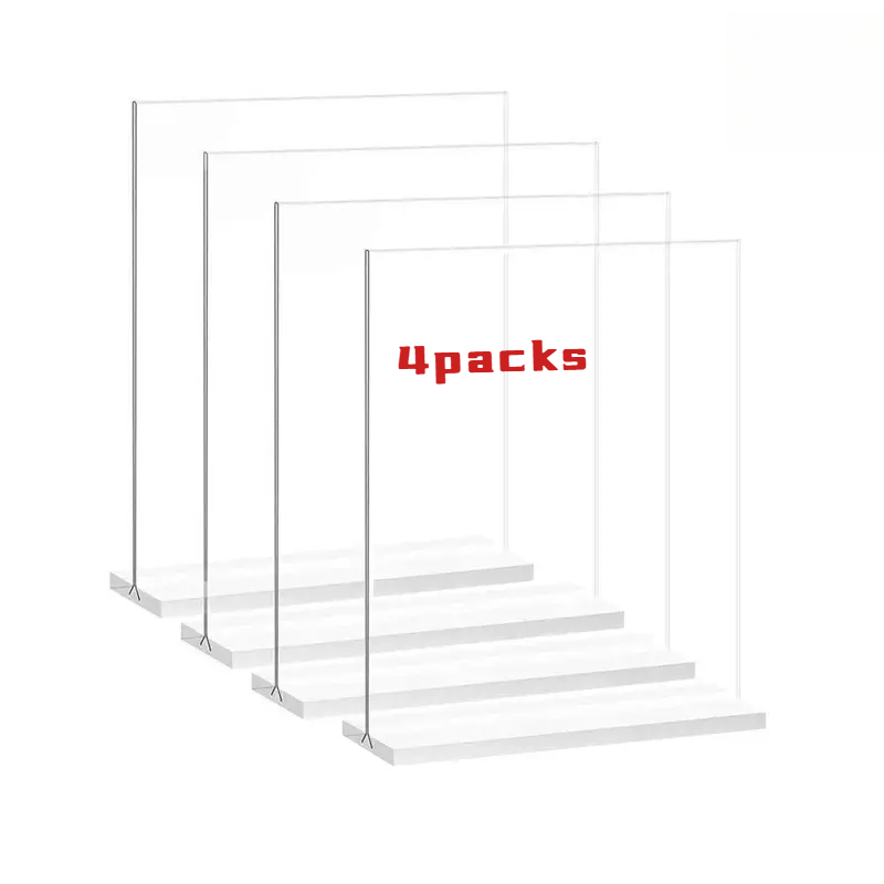 

4pcs Acrylic Display Stands - Sleek, High- Design For Desk & Conference Table - Ideal For Price , Cards & Signs