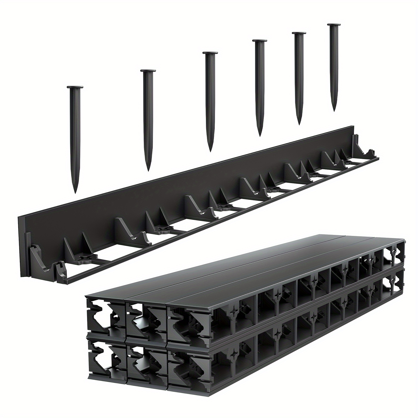 TEMU Plastic Lawn Edge, Flower Bed Edge, Mowing Edge, Paving Edge, Garden Edge, Garden Fence, With 50 Ground Anchors