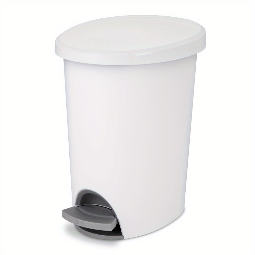 

2.6 Gallon Trash Can, Ultra Step On Bathroom Trash Can, White/ Black