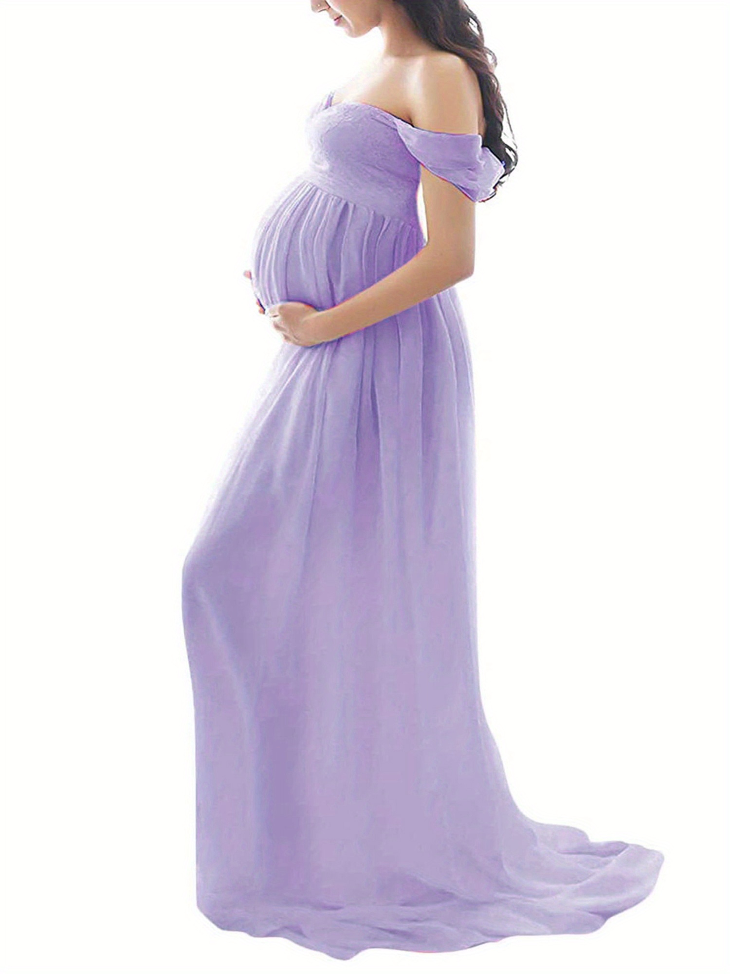 maternity dress photography solid color shoulder chiffon - Temu