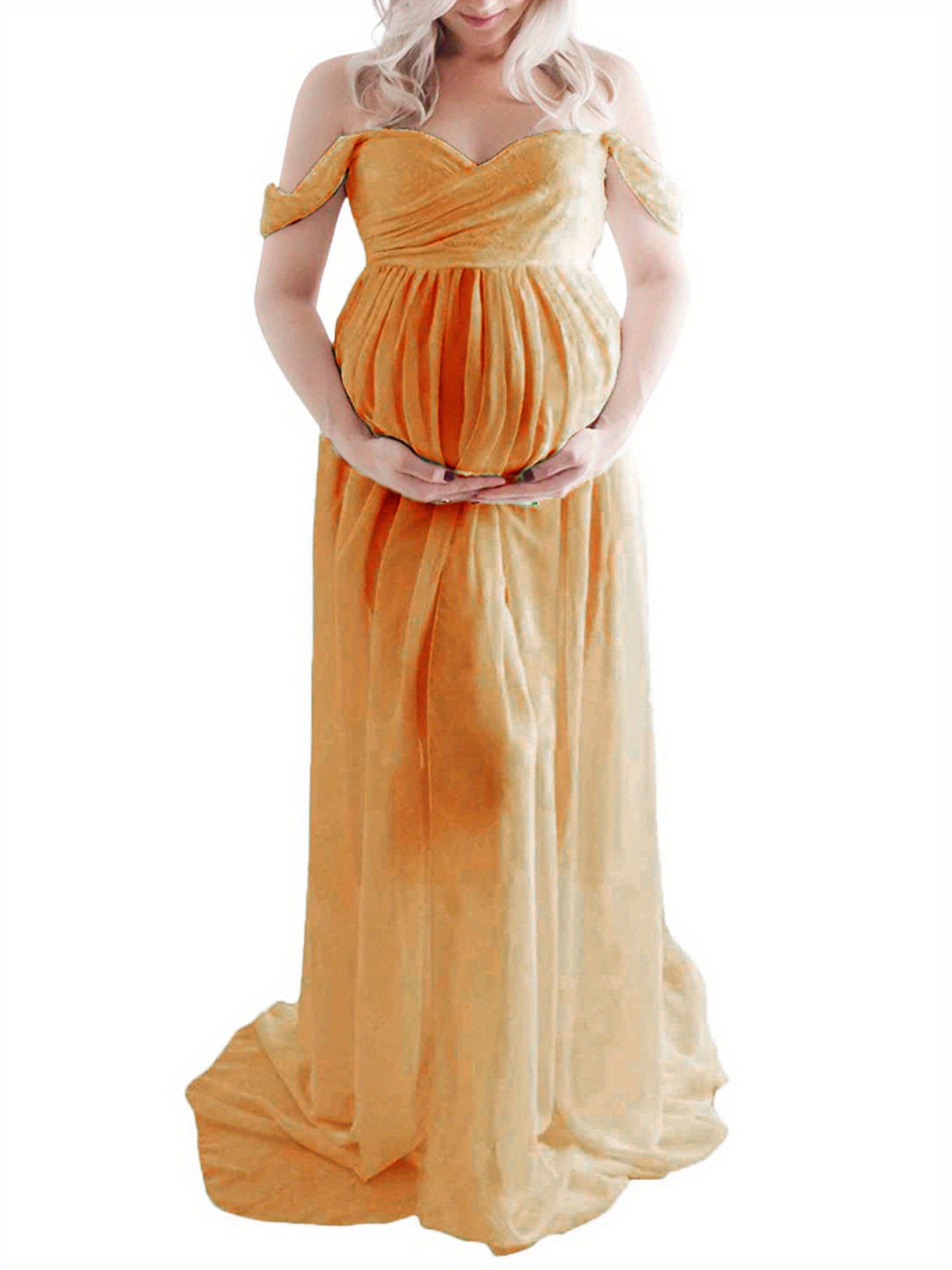 sachin and babi light blue dress Maternity Dresses Lace Pleated V-Neck Chiffon Long Dress Ankle-Length for  Pregnant Women Photography Props Spring Autumn from Dhgate Maternity Dresses main image 0