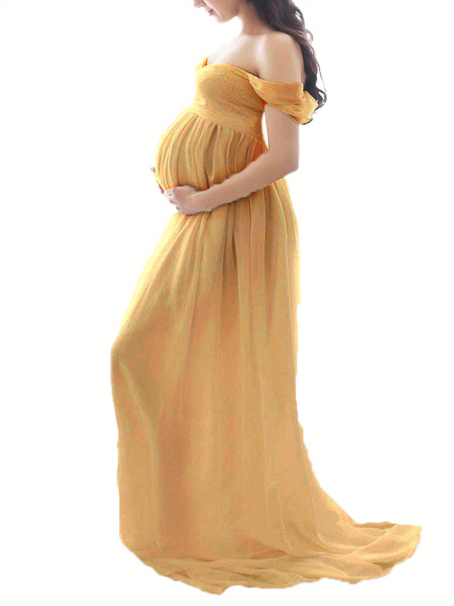 slim fit dress slacks Maternity One Shoulder Contrast Mesh Mermaid Prom Dress – Elonnashop main image 1