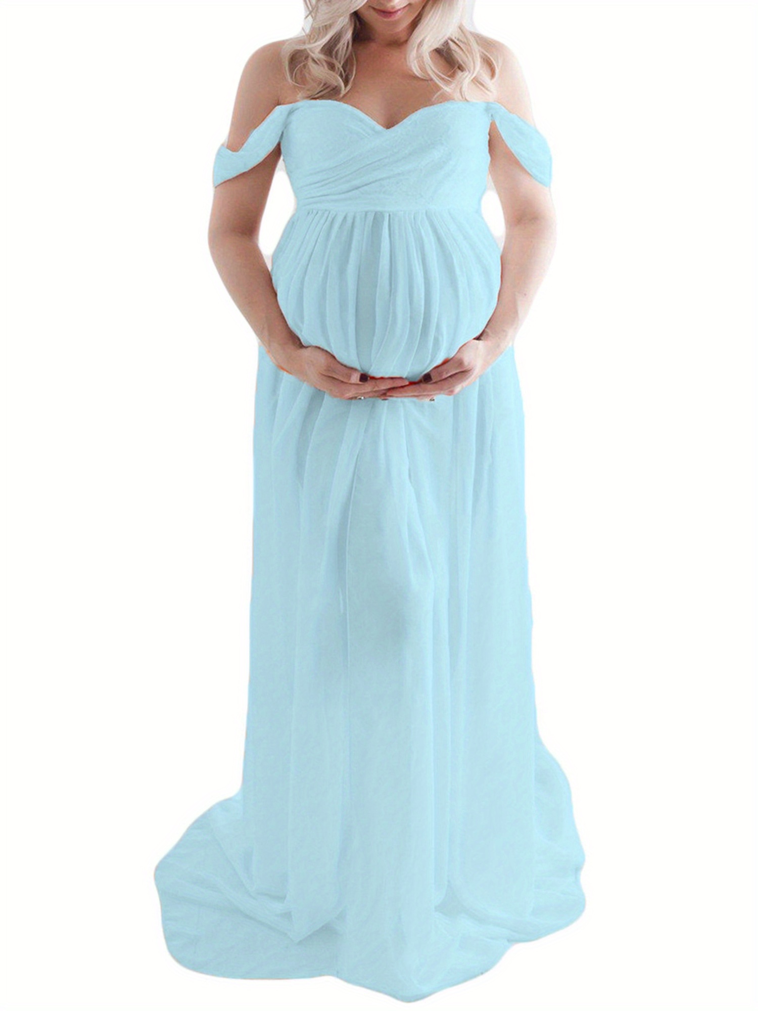 maternity dress photography solid color shoulder chiffon - Temu