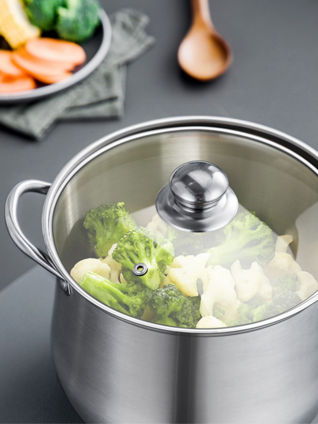 22cm 8 66inch heightened soup pot stainless steel household thickened large capacity soup   steaming saucepan induction cooker cooking pot gas stove universal details 3