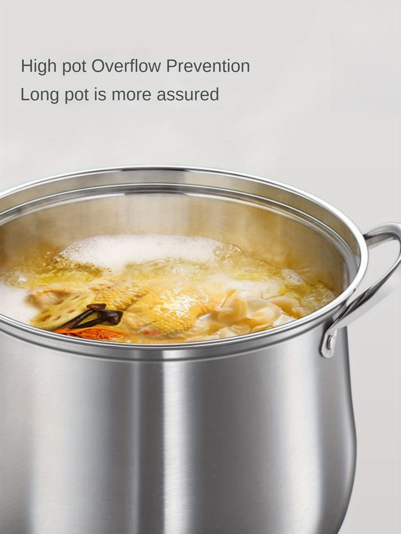 22cm 8 66inch heightened soup pot stainless steel household thickened large capacity soup   steaming saucepan induction cooker cooking pot gas stove universal details 6