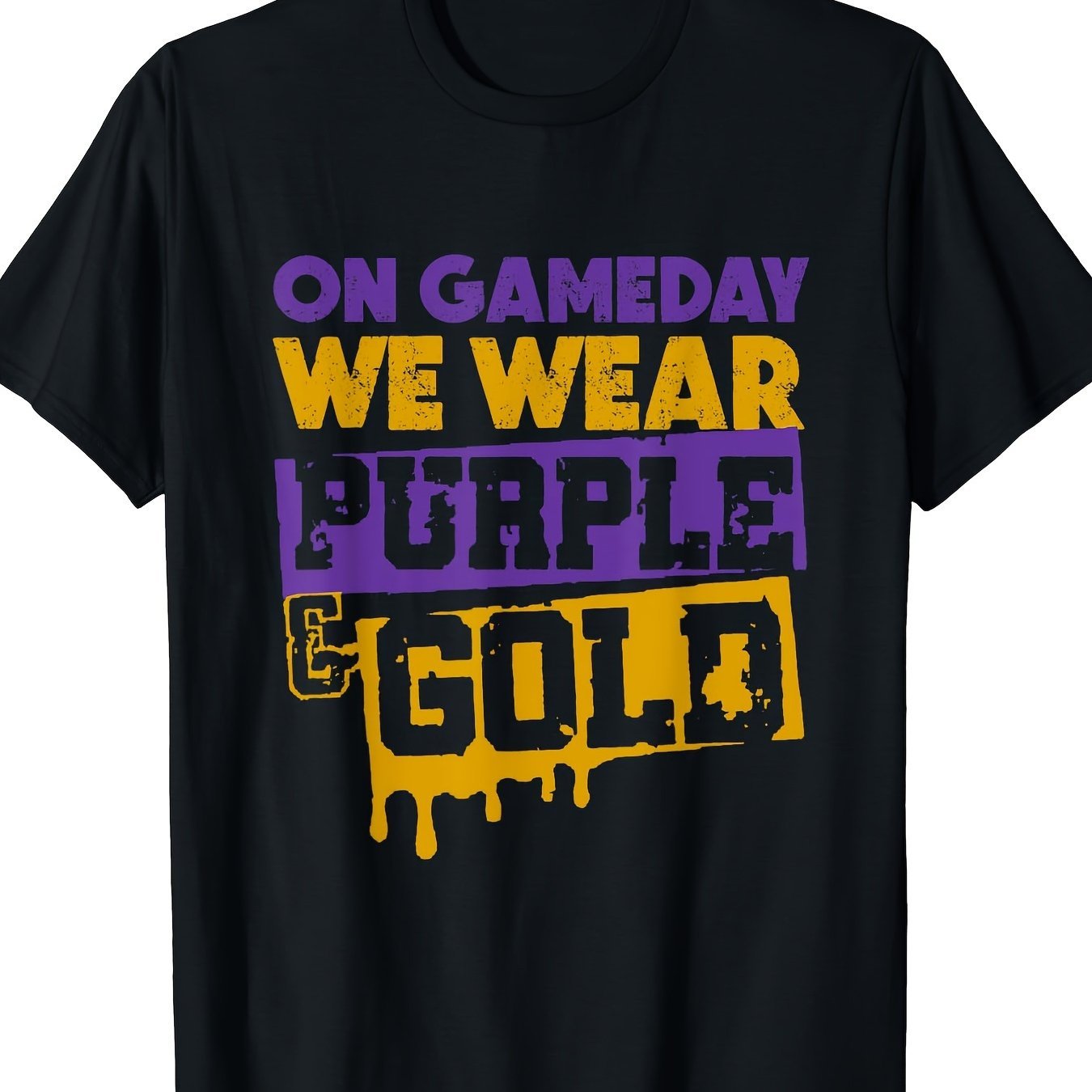 

1 Pc, 100% Cotton T-shirt, Match Day Football We Wear Leopard Print T-shirts In Purple And Golden