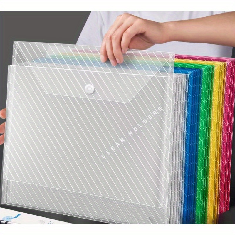 

20-pack Pvc Waterproof File Folders With Snap Closure - Durable Clear Plastic Document Bags For Office, School, And Home Organization