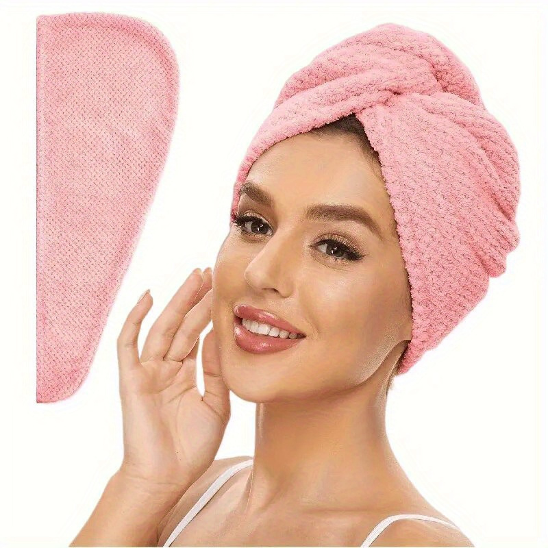 TEMU 1/4pcs Microfiber Hair Towel, 300gsm Soft Hair Drying Cap, Simple Solid Color Hair Towel For Bathroom, Super Absorbent Hair Wrap Towel For Curly