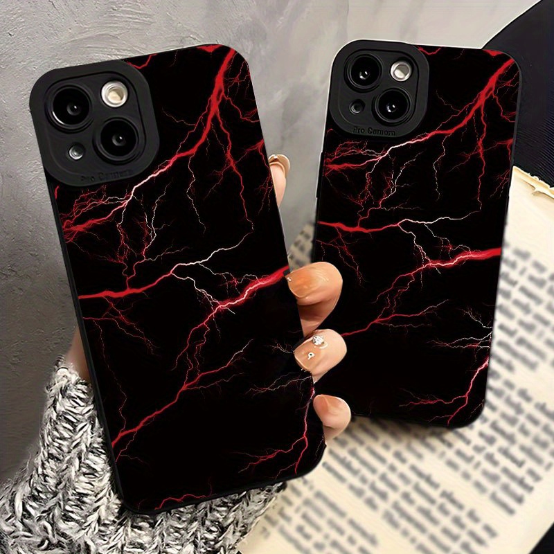 

Angel Eyes Soft Phone Case With Red Lightning Pattern Uv Printing Matte Phone Cover Full Protection For Iphone 11 12 13 14 15 Pro Max Xr X/ Xs 7 8 Plus Se Mini For Smartphone