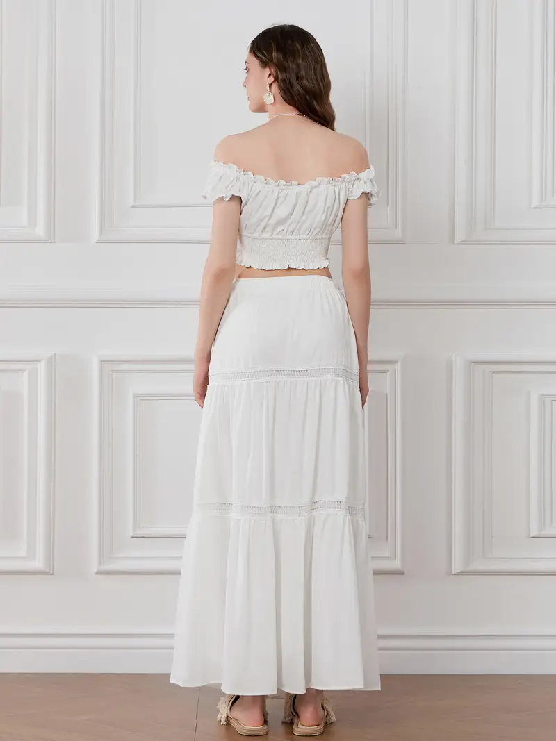 spring summer trendy ruffle shoulder dress set internet - Temu spring summer trendy ruffle shoulder dress set internet - Temu