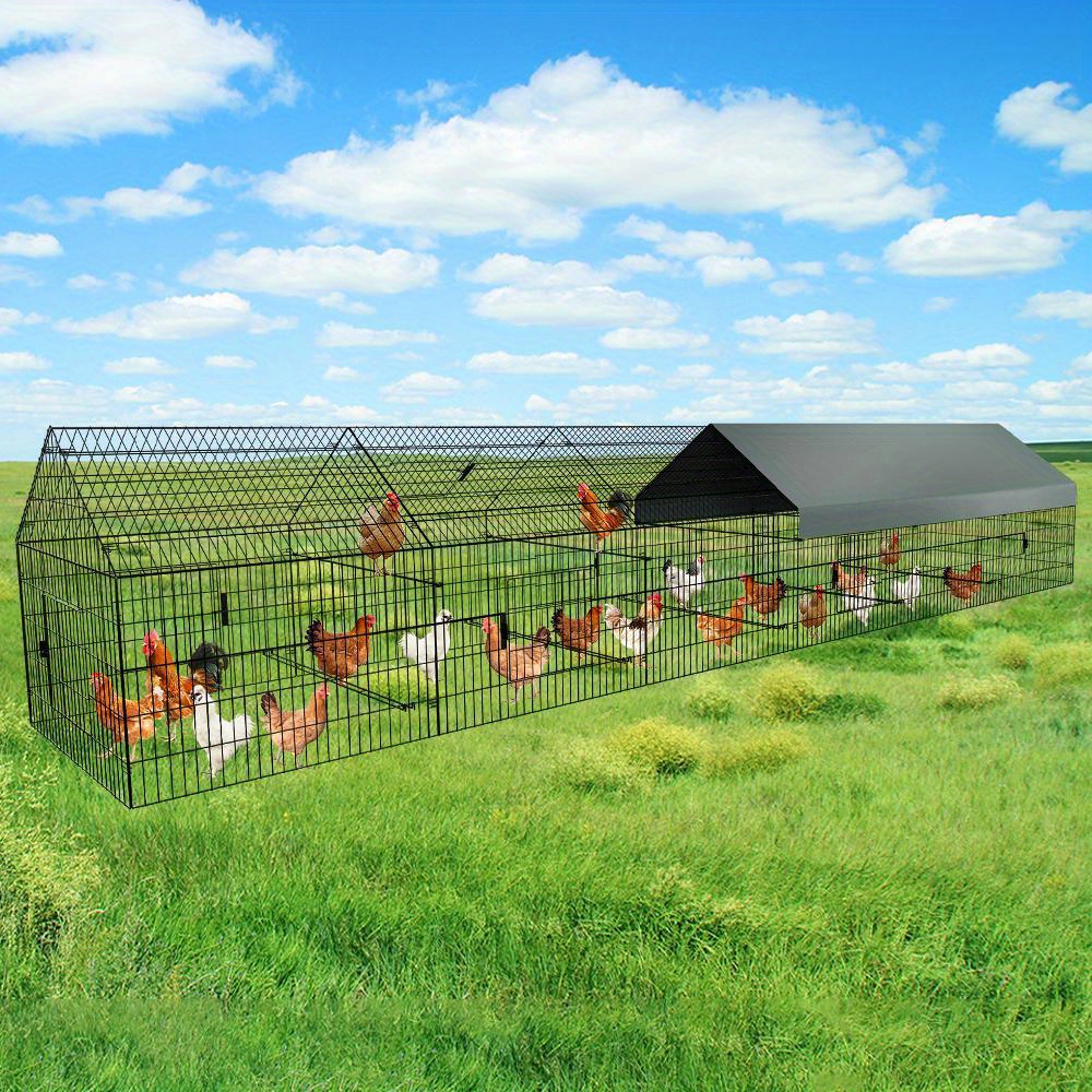 

252 X 40 X 40 Inch Pen Metal Chicken Coop For Yard With Cover Outdoor Metal Tractor Cage Crate Outside For Small Animals Chicken