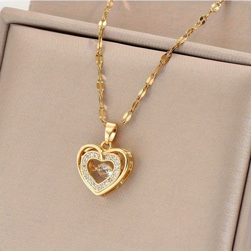 

Golden Heart Necklace, For Daily, Holidays, Parties, For Men And Women