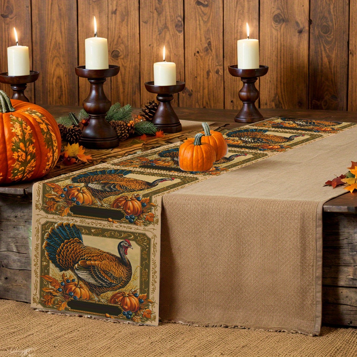 

Table - Turkey, & Accents | Polyester Rectangular Tablecloth For Dining Decor | For Fall &