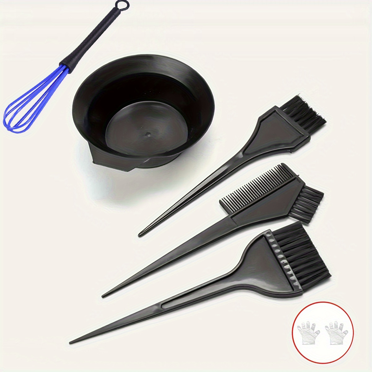 TEMU Hair Coloring Kit 7pcs Hair Dye Kit - Hair Dye Brush And Bowl Set, Disposable Gloves, Hair Color Whisks, Diy Hair Coloring Tools For