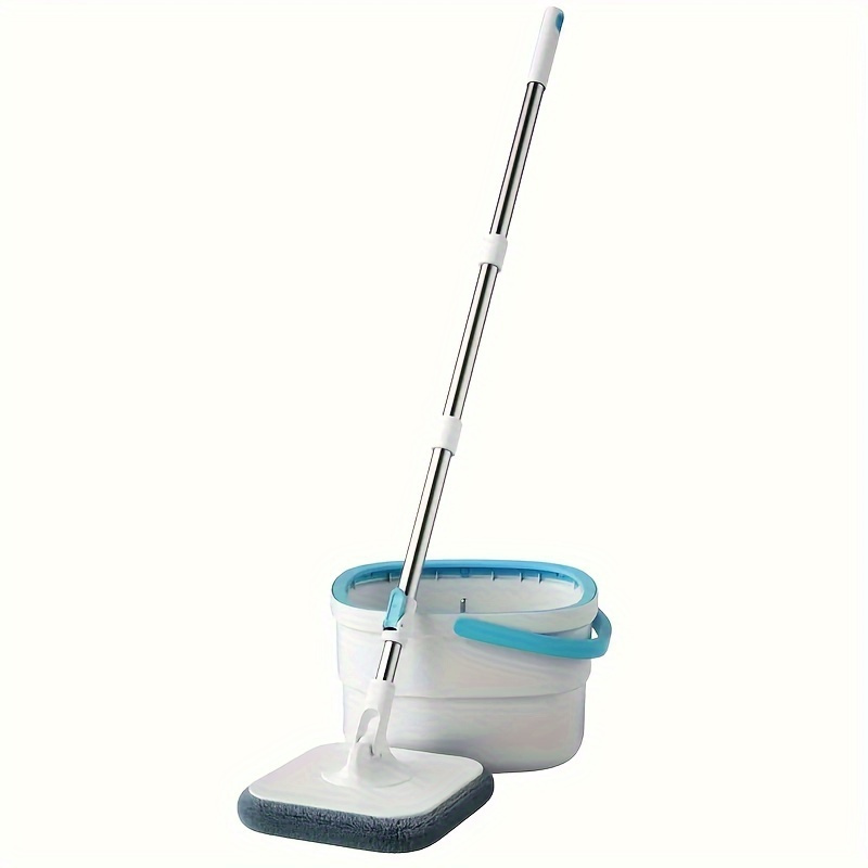 TEMU Zzbzz Deluxe Spin Mop And Bucket Set With 4 Microfiber Cloths - Washing, Dust & Dirt Removal For Home, Kitchen, Bathroom Cleaning