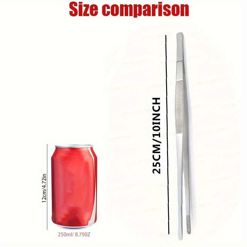 10-inch Stainless Steel Tweezers - Precision Serrated Tip Ideal For Cooking, Baking, And Serving, Versatile Kitchen Utensil