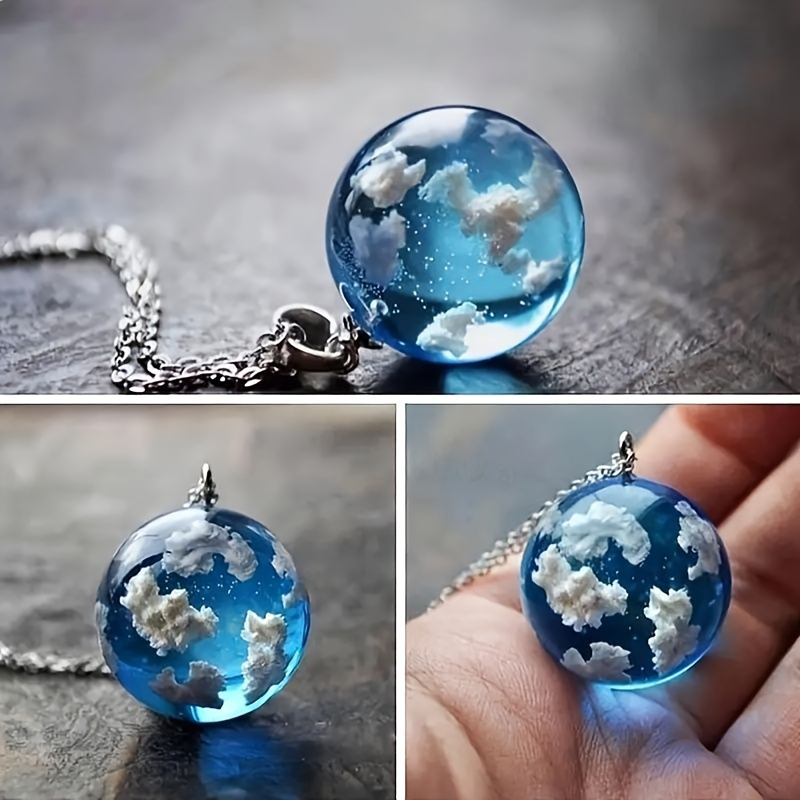 

& Clouds Round Globe Pendant Necklace For Girls, Creative Holiday Gifts