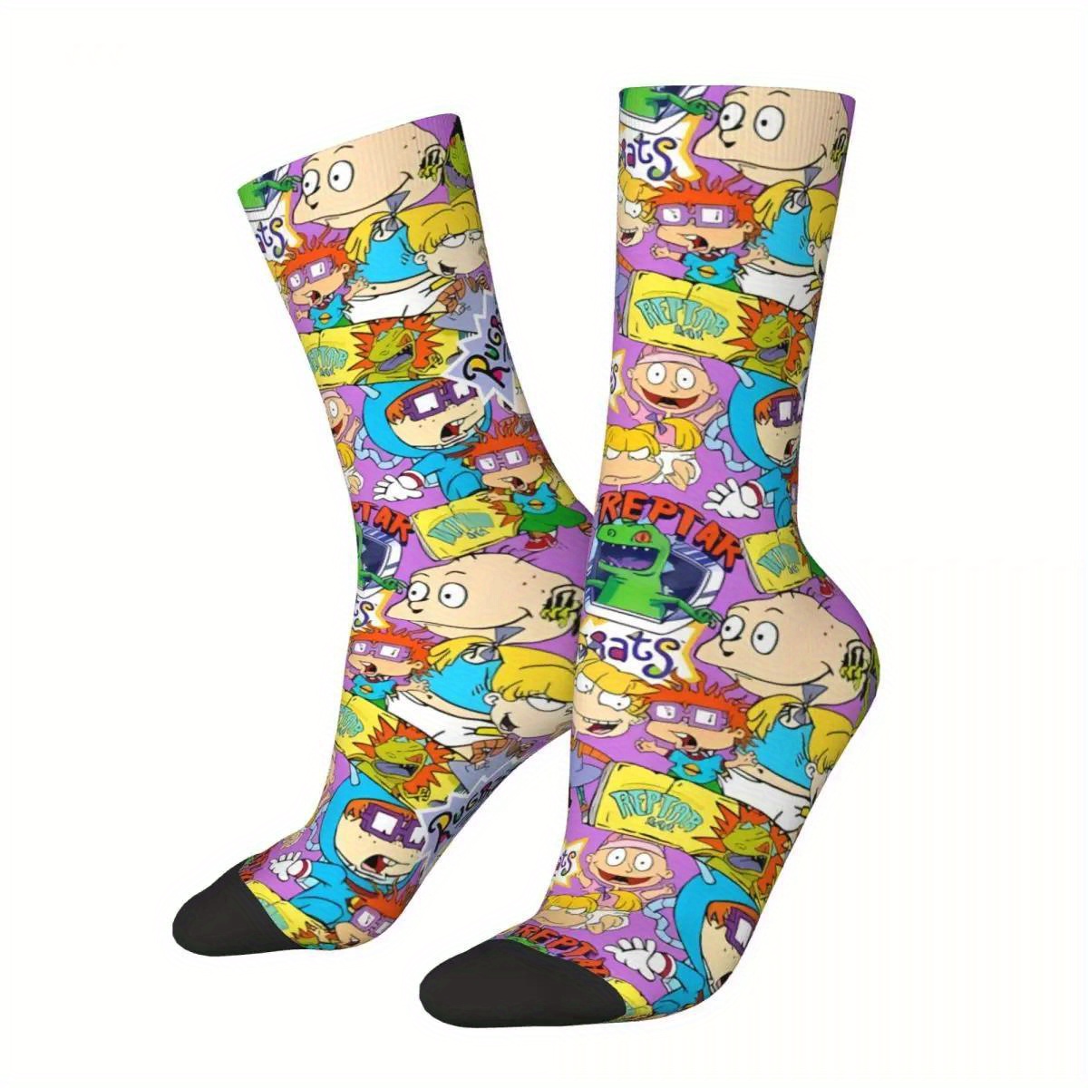 

Fun Cartoon 3d Digital Socks - Polyester Knit Fabric With Stretch Elastane, Pattern, For Men - Hand Washable