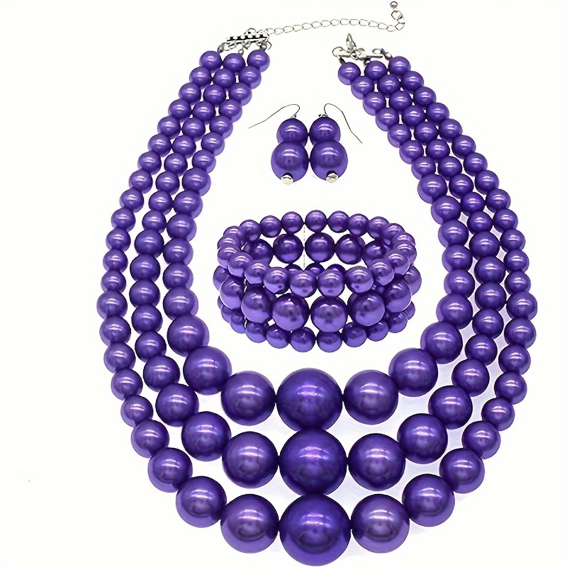 TEMU Bohemian Luxury Jewelry Set, Vintage 3pcs Festive Gift Set With Necklace, Bracelet, And Earrings