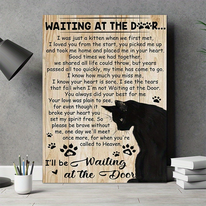 

1pc Black Cat Poster Black Cat Canvas Decoration Cat Canvas Wall Art Gift For Cat Lovers Vintage Wall Art Printing Living Room Office Bedroom Ready To Hang