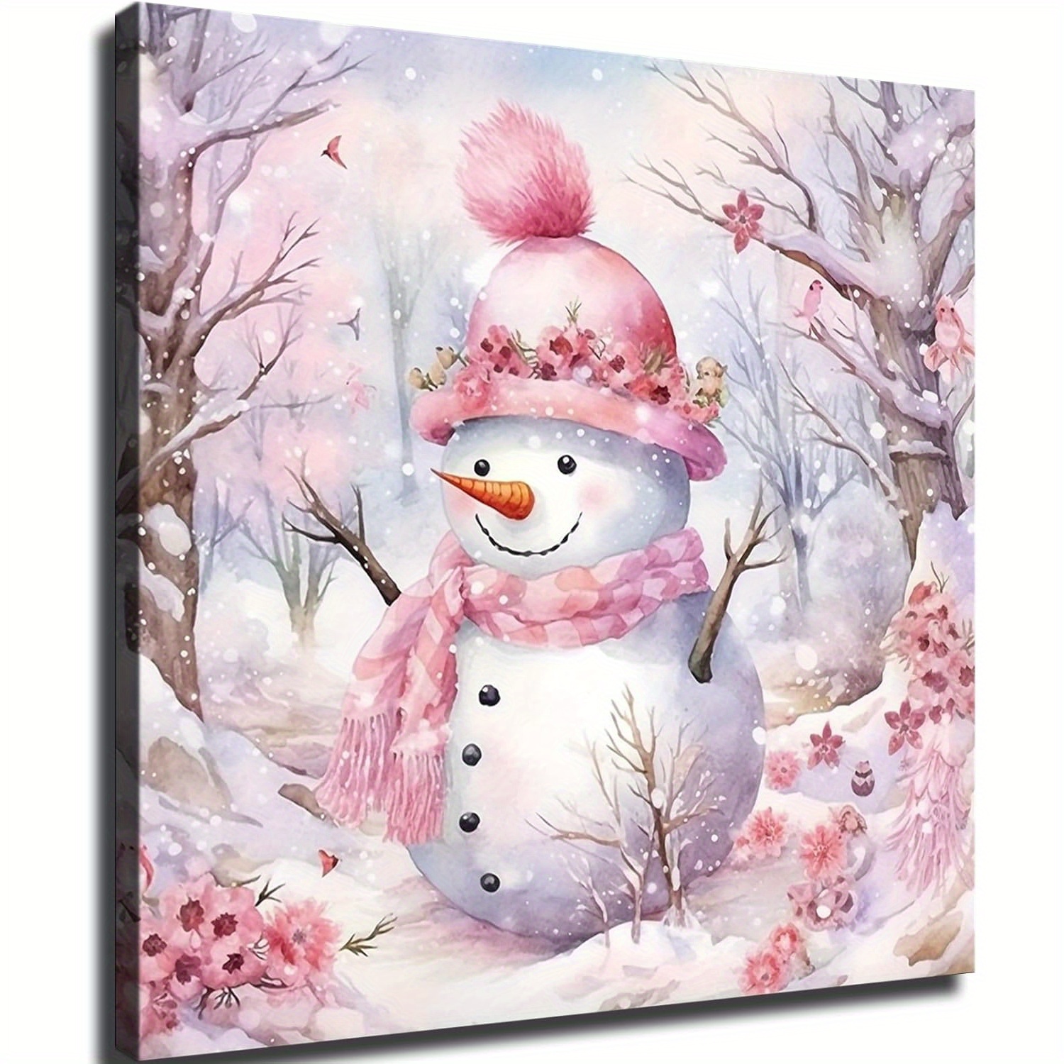 

Christmas Snowman Snowman Decoration Painting Suitable For , Bathroom, , (12x12inch-)