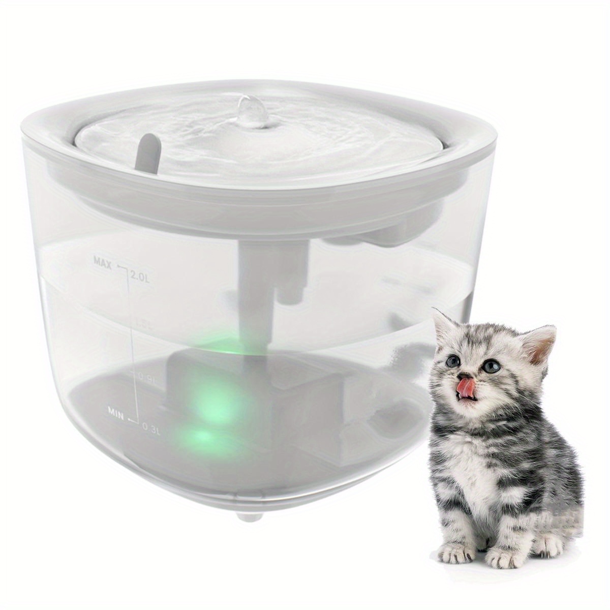 

2l Cat Water Fountain With Cordless Pump, Ultra Quiet Dog Cat Fountain, Automatic Pet Water Fountain For Cats Dogs Inside, 2 Water Flow Modes, Auto Power Off, Led Light Indicator