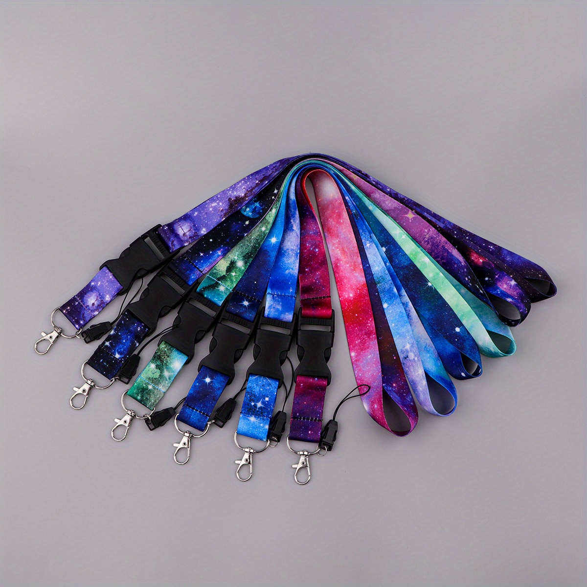 Image of 6pcs/set Starry Sky Adjustable Neck Strap Lanyard For Keys Id Card Gym Mobile Phone Straps Usb Badge Holder Diy Hang Rope Lanyard Set