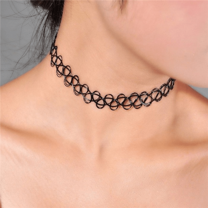 

2pcs, Simply & Gothic Style, Black Handmade Necklace For Ladies, Fashion Punk Choker For & Dance Party