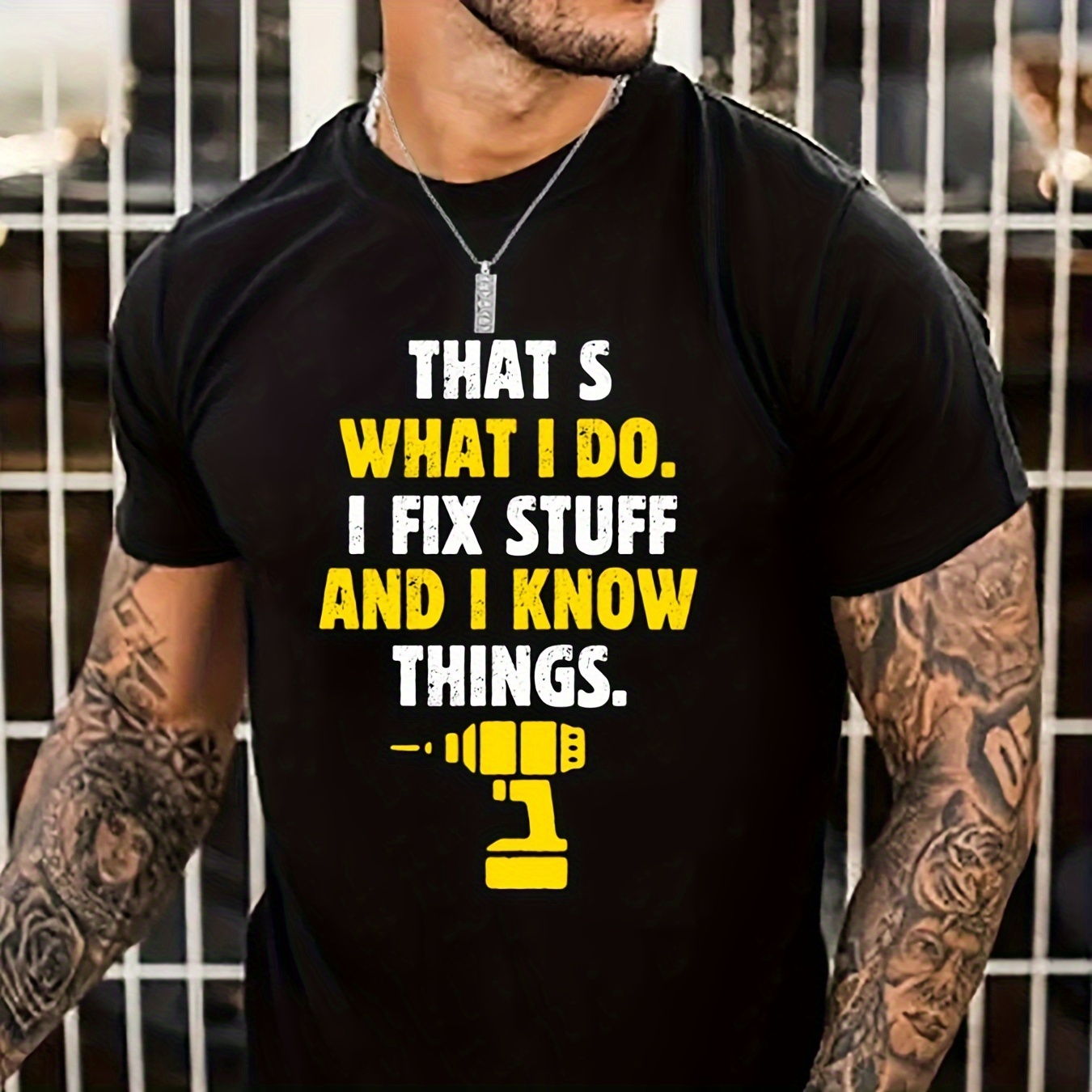 

1 Pc, 100% Cotton T-shirtplus Size Men's Fashion "i Fix Stuff" Graphic Tees, Summer Beach Fitness Casual T-shirts, Men Clothing Clearance