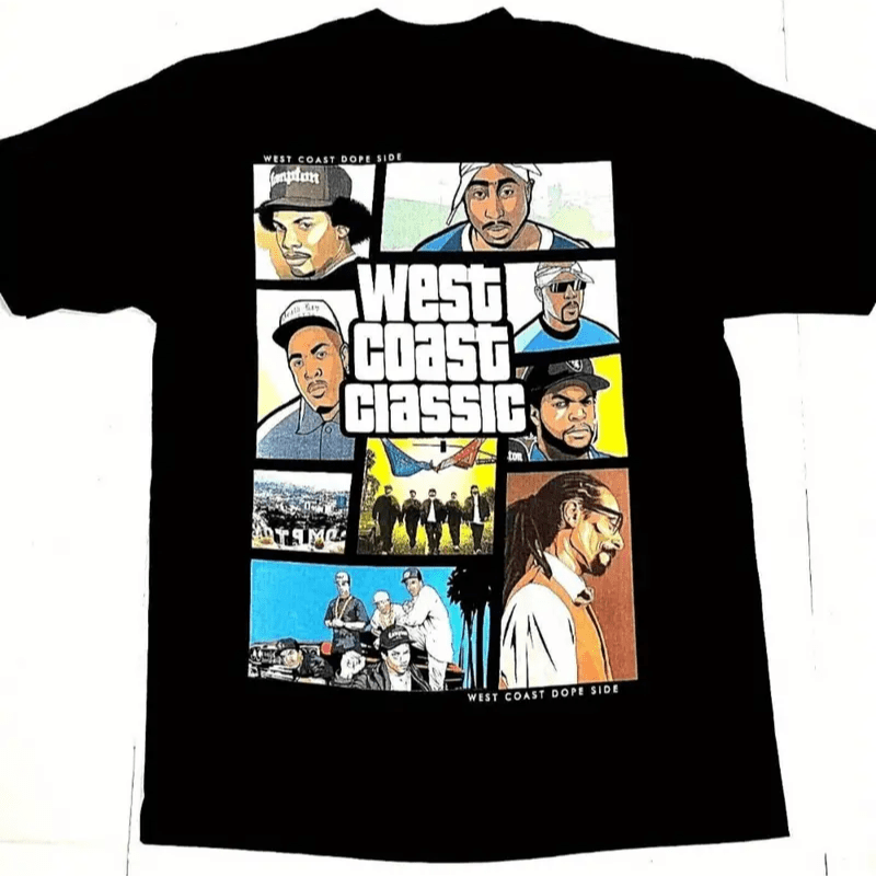 

West Coast Classic T-shirt Hip Hop Rap Urban Streetwear Men's Tee New