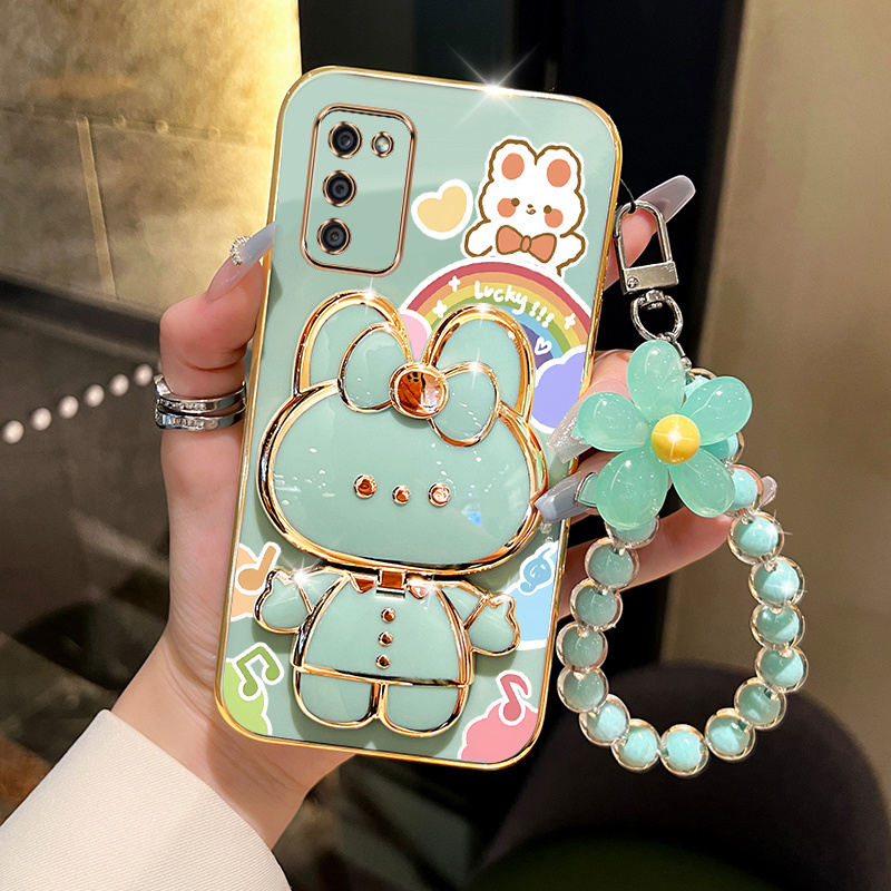 

02s Rabbit Holder Flower Bracelet Plating Phone Case A02s Soft Cover