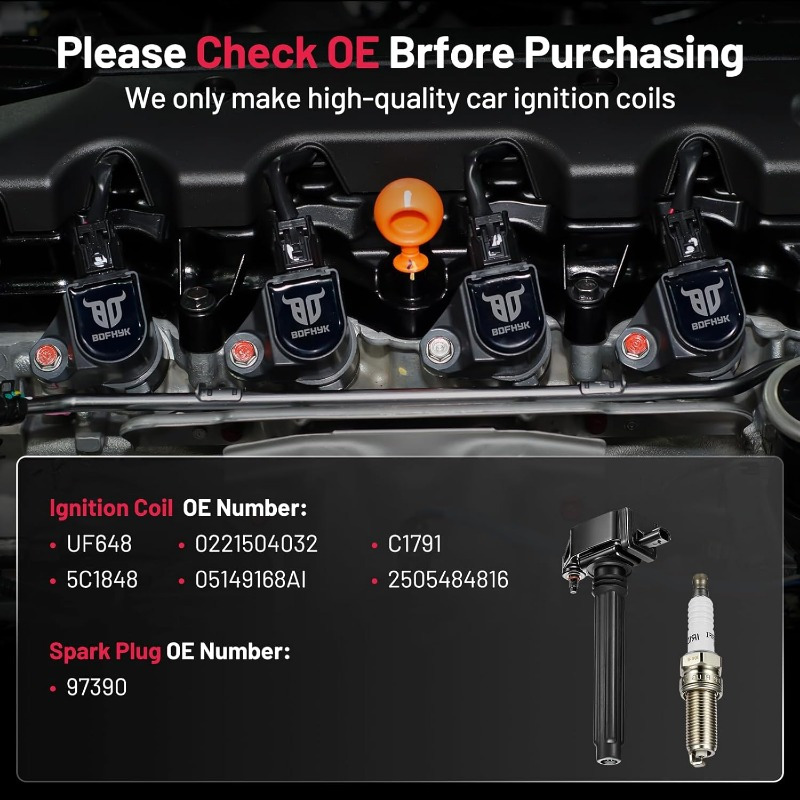 12-Piece Ignition Coil & Spark Plug Set UF648 - For Chrysler Dodge Jeep 886975
