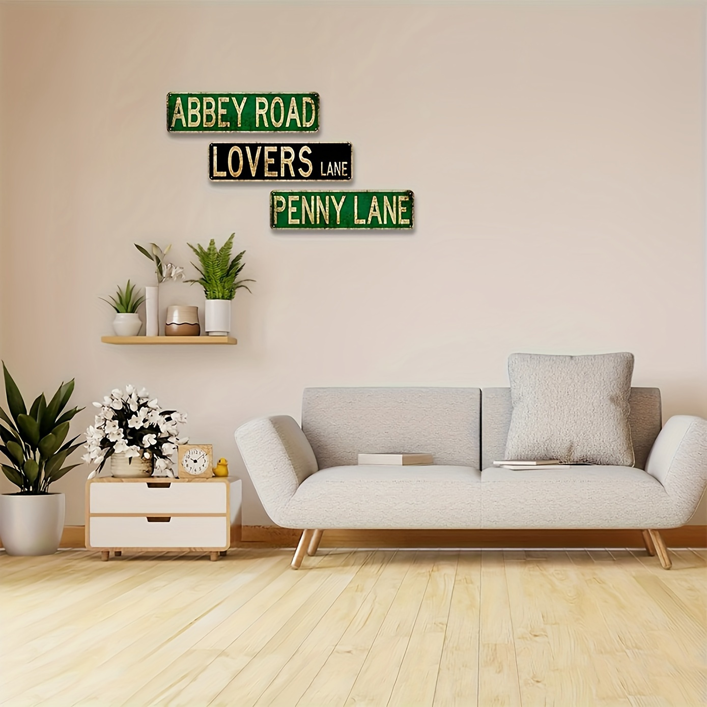 

3pc Metal Sign, Lovers / Abbey Road/ Penny Street Sign Home Wall Decor Retro Vintage Sign, Indoor Outdoor Decor, Halloween, Christmas, 4*16 Inches/ 10*40cm