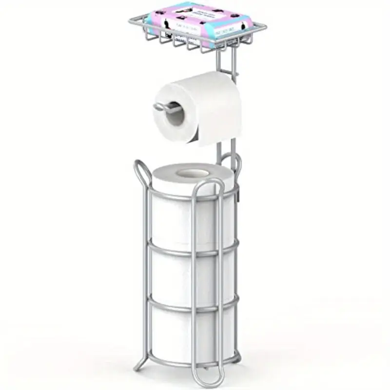 Porta Carta Igienica Da Terra Moderno - Colonna Con Dispenser E Spazio Per 4 Rotoli, Antiruggine - Foto 10