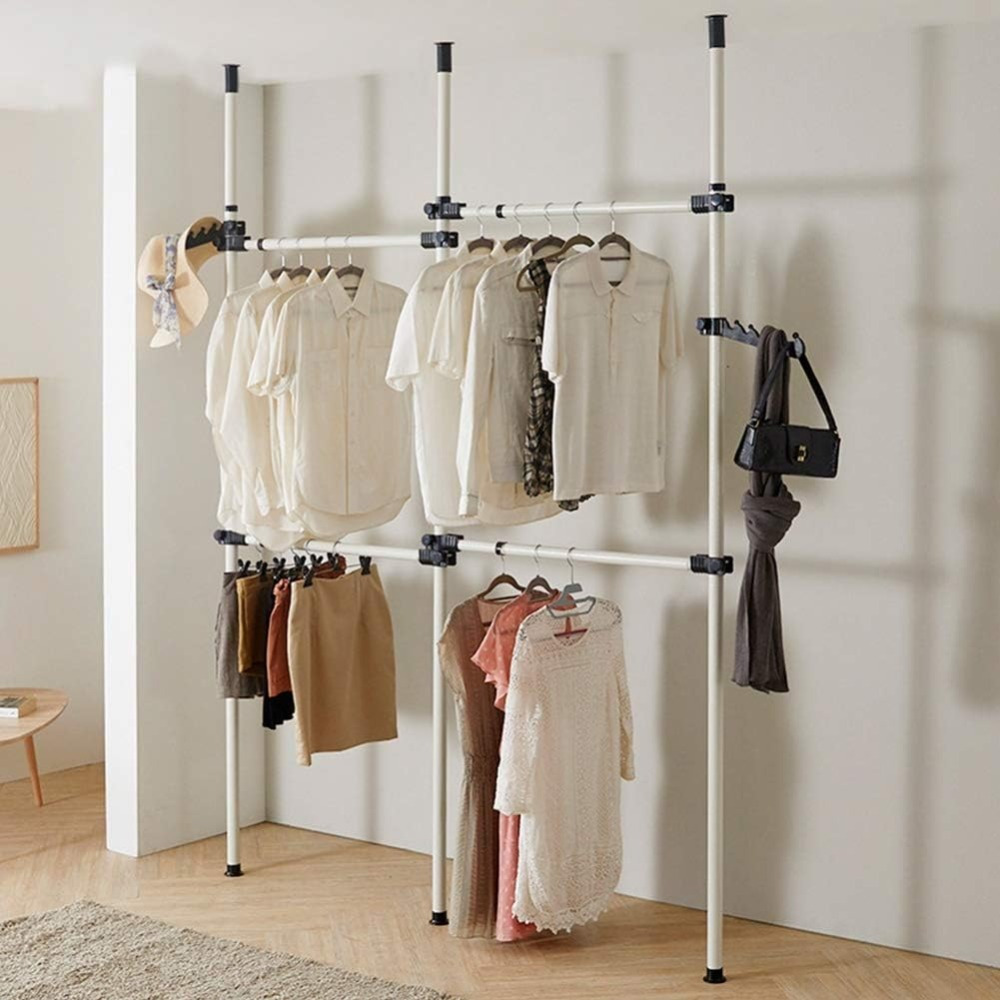 

Support de vêtements portable Cocosity, 2 pôles réglables, support de vêtements pour la maison, cintre simple, armoire de chambre à coucher, nouveau pour suspendre les vêtements et les sacs