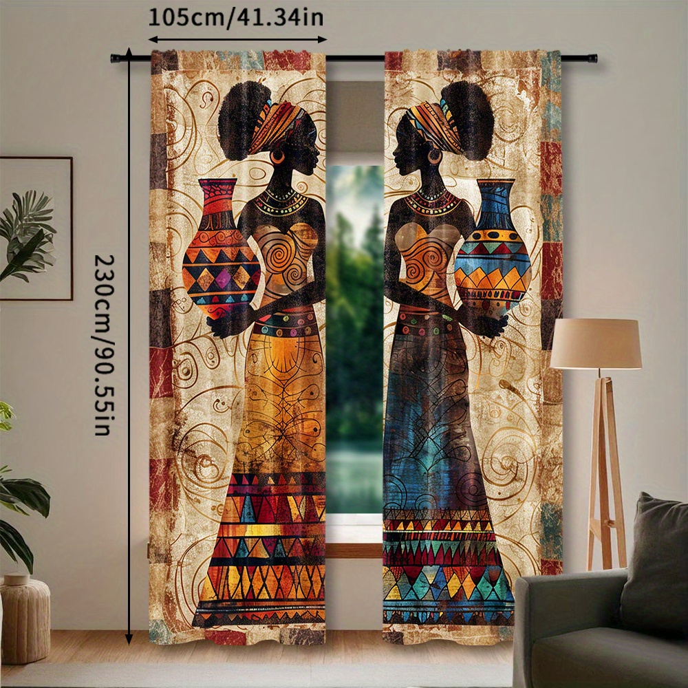 TEMU 2 pezzi, Tende Stampa Boho 2D per Donne, Decorazione Bohemian Finestra, Montaggio a con Anello di , Stoffa in Poliestere Digitale, Adatte