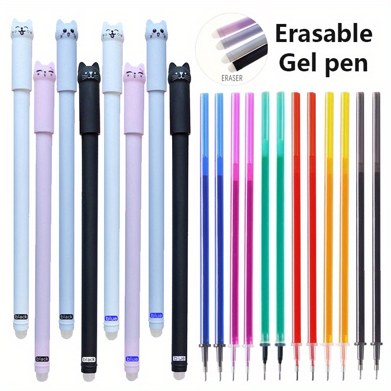 

34pcs/set Of Cat Erasable Pens 6- Erasable Pen Erasable Neutral Pen Hand Account Record Painting Pen Holder Better Office Stationery Supplies