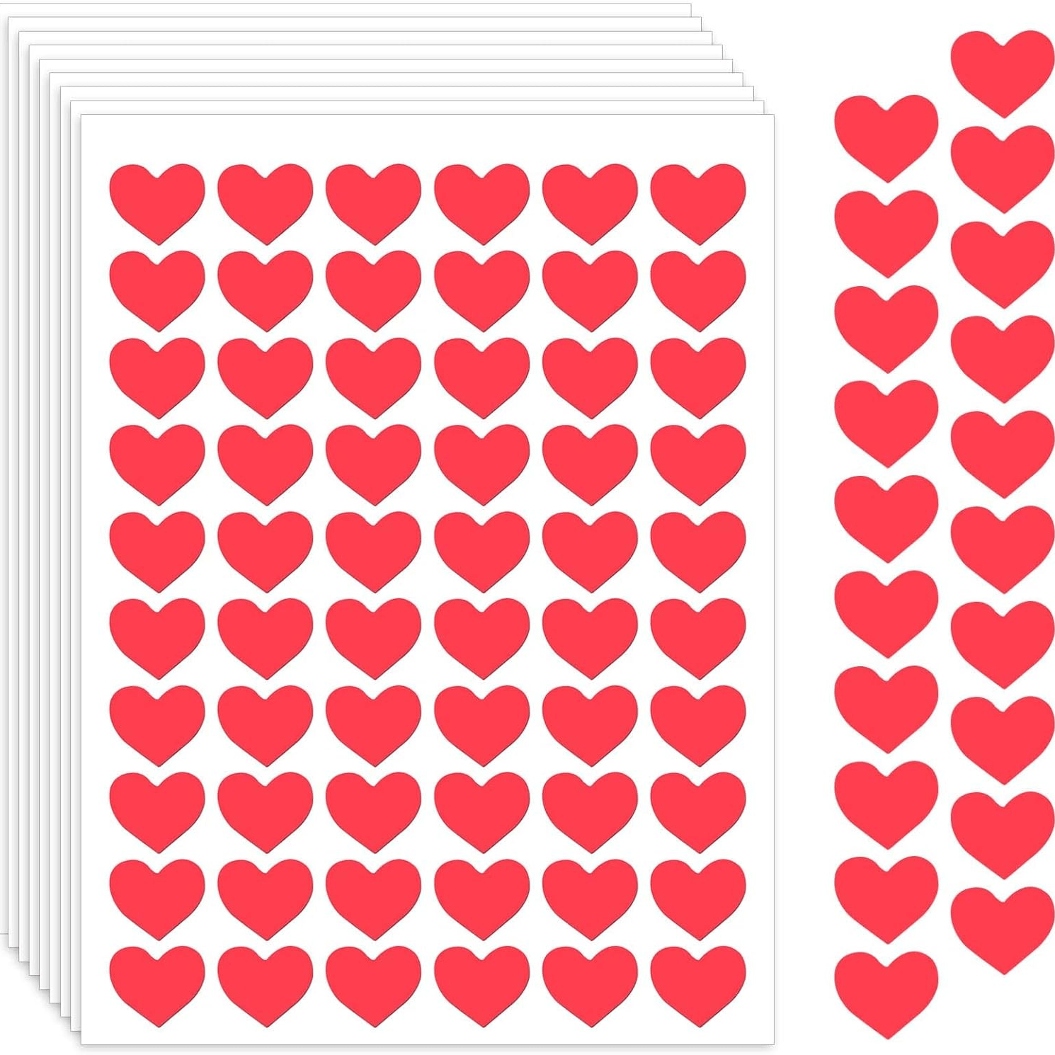 

10 Sheets Of 600 Mini Red Heart Stickers, 1/2 Inch, Self-adhesive, Perfect For Valentine's Day, Weddings, Gift Boxes, And More - Office Supplies