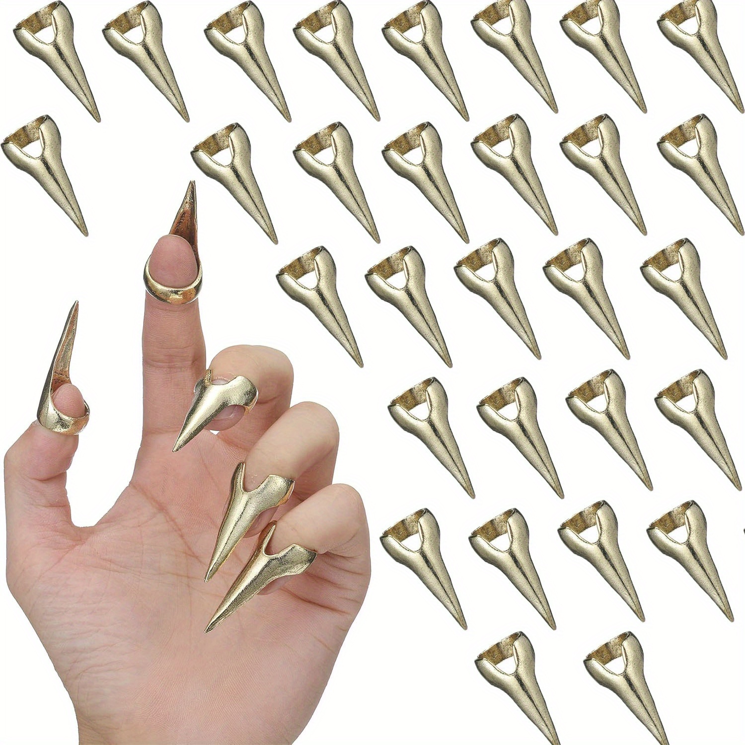 30 Anillos De Garra De Dedo – 3 Colores (Negro, Dorado, Plateado) | Talla US 4¼ | Punk Rock Para Halloween Y Cosplay