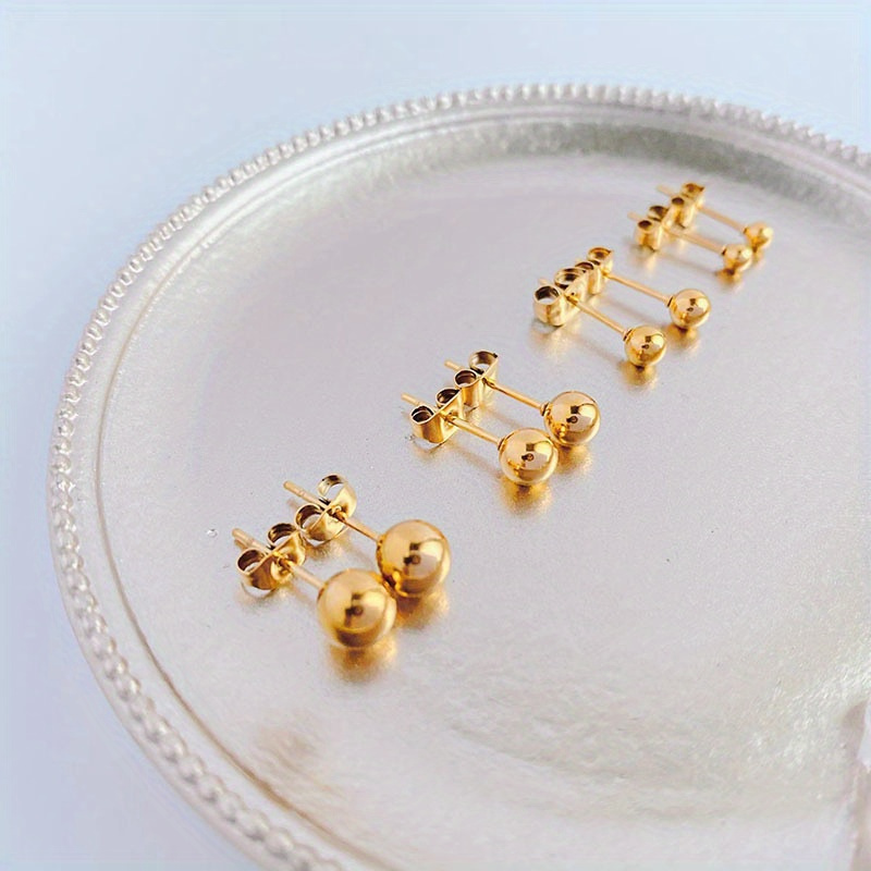 TEMU 8pcs Stainless Steel Earrings 18k Gold-plated - Y2k Minimalist Hoops & Studs, Multi-style For Women, Casual Attire, Teacher' Day/back-to-school/graduation Gift, Trendy Instagram- (8 Styles)