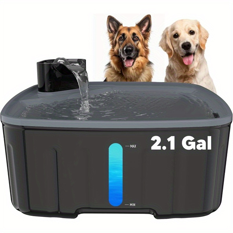 

Dog Water Fountain For Large Dogs, 2.1gal/ 8l/ 270oz Large Dog Water Fountain For Dogs Inside W/ Water Level Window And Led Shortage Reminder, Ultra-quiet Fountain For Multiple Pets