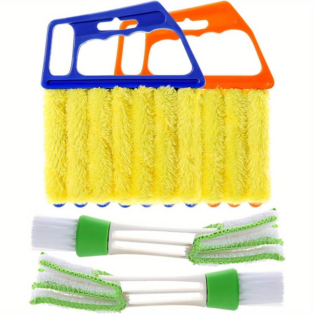 

4pcs/ Set Duster Tool Kit, Window Venetian Blind Cleaner, 7 Fingers Dusting Cleaner And Cleaner, Removable Washable, Cleaner Brush, Air Conditioner Keyboard Fan Duster