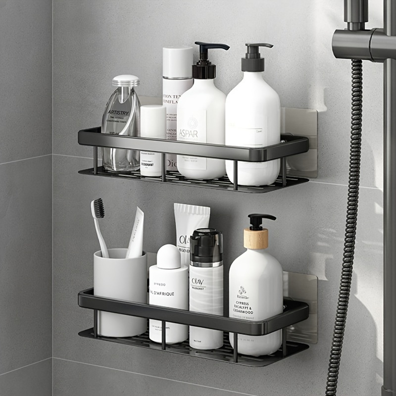 Estantería de pared grande para baño sin necesidad de taladrar, ahorradora de espacio, fácil instalación, almacenamiento para suministros de baño, cosméticos y champú, estante de plástico resistente con capacidad de carga alta, Organizadores de ducha