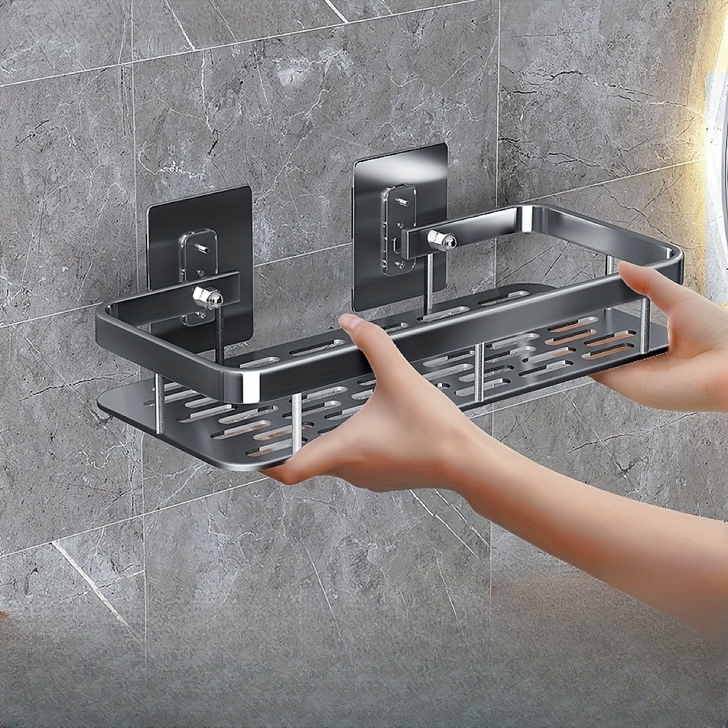 Estantería de pared grande para baño sin necesidad de taladrar, ahorradora de espacio, fácil instalación, almacenamiento para suministros de baño, cosméticos y champú, estante de plástico resistente con capacidad de carga alta, Organizadores de ducha